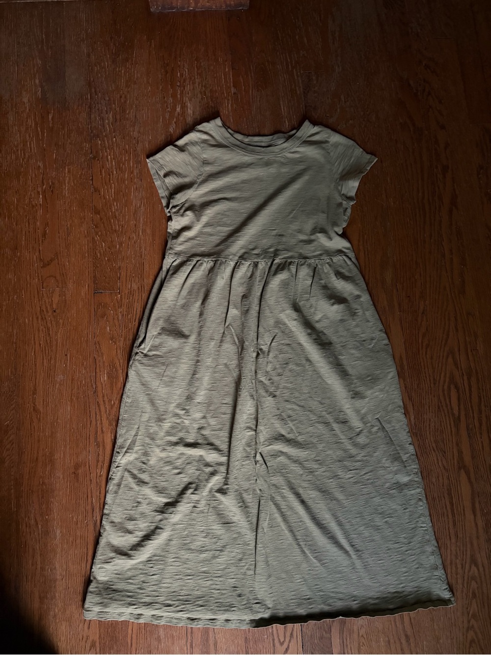 Universal Thread Olive Green Cotton T-Shirt Babydoll Midi Dress Women's Small